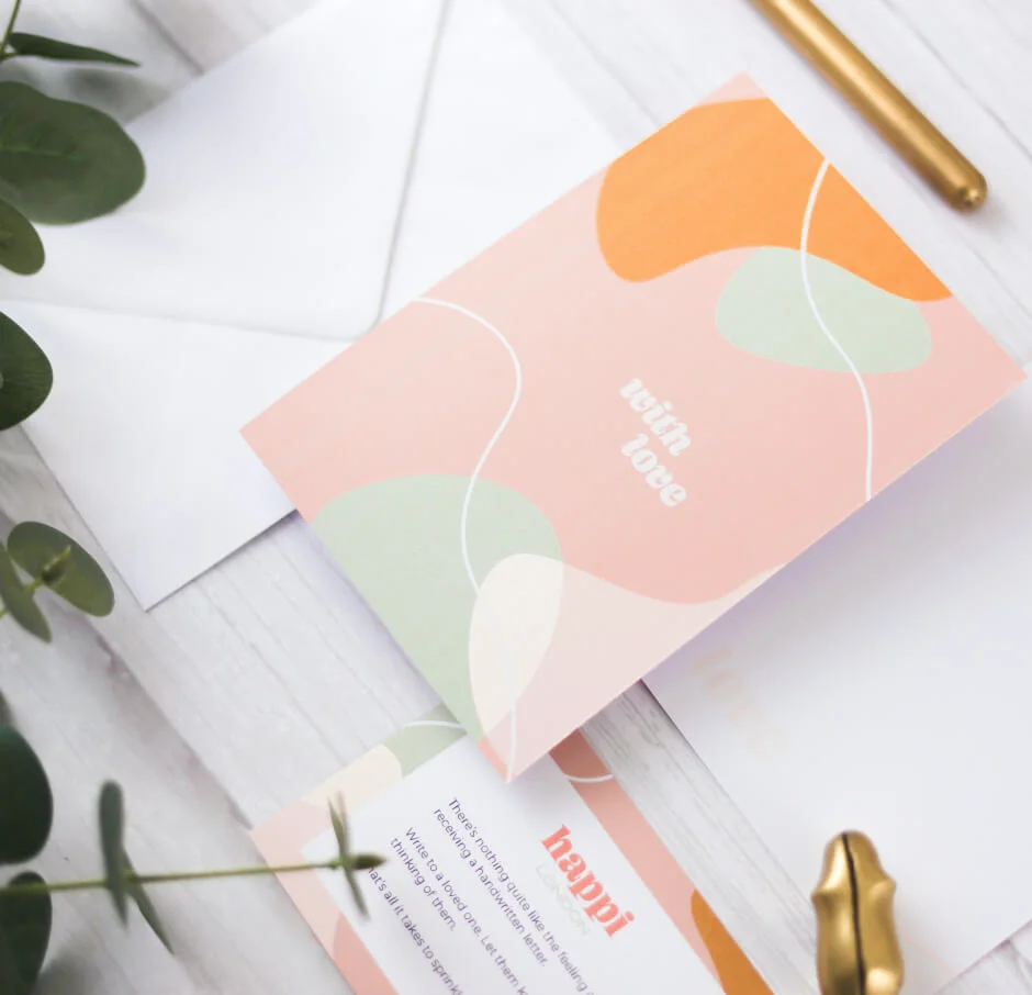 Handwritten letter template and envelope